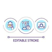 House climate management loop concept icon. Reduce heating costs. Regulate power consumption abstract idea thin line illustration. Isolated outline drawing. Editable stroke vector