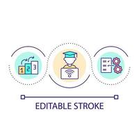 Digital education loop concept icon. Online learning. Remote studying. Self teaching. Internet course abstract idea thin line illustration. Isolated outline drawing. Editable stroke vector