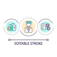 Digital education loop concept icon. Online learning. Remote studying. Self teaching. Internet course abstract idea thin line illustration. Isolated outline drawing. Editable stroke vector