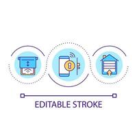 Distance house management loop concept icon. Remote regulation. Security system. Smart home abstract idea thin line illustration. Isolated outline drawing. Editable stroke vector