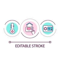 hogar temperatura regulación lazo concepto icono. casa clima gestión. digital controlar calefacción sistema resumen idea Delgado línea ilustración. aislado contorno dibujo. editable carrera vector