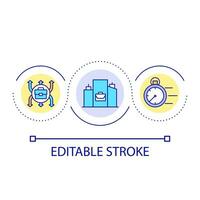 Improve work performance loop concept icon. Productivity at job. Business time. Office buildings abstract idea thin line illustration. Isolated outline drawing. Editable stroke vector