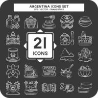 Icon Set Argentina . related to Holiday symbol. chalk Style. simple design editable. simple illustration vector