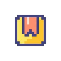 Parcel pixelated RGB color ui icon. Order delivery online. E commerce site. Simplistic filled 8bit graphic element. Retro style design for arcade, video game art. Editable vector isolated image