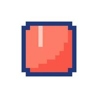 Stop button pixelated RGB color ui icon. Music player bar. Play multimedia file. Simplistic filled 8bit graphic element. Retro style design for arcade, video game art. Editable vector isolated image