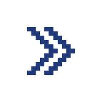 Right double arrow pixelated RGB color ui icon. Guillemets. Fast forward button. Simplistic filled 8bit graphic element. Retro style design for arcade, video game art. Editable vector isolated image