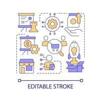 Build business strategy concept icon. Find insights. Marketing analytic. Consumers research abstract idea thin line illustration. Isolated outline drawing. Editable stroke vector