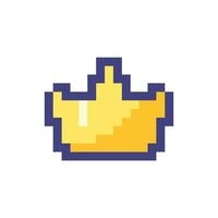 Crown pixelated RGB color ui icon. Trusted seller. Trending product. Simplistic filled 8bit graphic element. Retro style design for arcade, video game art. Editable vector isolated image