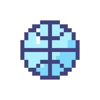 Worldwide pixelated RGB color ui icon. Global ecommerce. Overseas market. Simplistic filled 8bit graphic element. Retro style design for arcade, video game art. Editable vector isolated image