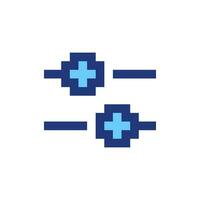 Horizontal adjust pixelated RGB color ui icon. Equalizer setting. Sound options. Simplistic filled 8bit graphic element. Retro style design for arcade, video game art. Editable vector isolated image