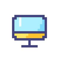 TV display pixelated RGB color ui icon. Television. Electronics store. Simplistic filled 8bit graphic element. Retro style design for arcade, video game art. Editable vector isolated image