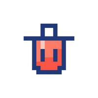 Trash can pixelated RGB color ui icon. Delete button. Waste container. Simplistic filled 8bit graphic element. Retro style design for arcade, video game art. Editable vector isolated image