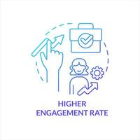 Higher engagement rate blue gradient concept icon. Increase employees motivation. Encouraging workers abstract idea thin line illustration. Isolated outline drawing vector