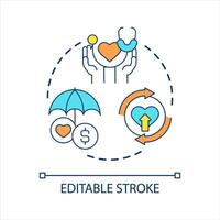 Care about heart habit concept icon. Heart health association. Prevent diseases. Healthy lifestyle abstract idea thin line illustration. Isolated outline drawing. Editable stroke vector