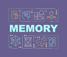 Memory word concepts violet banner. Memorizing things. Learning process. Infographics with editable icons on color background. Isolated typography. Vector illustration with text