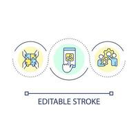 Software optimization loop concept icon. App improvement. Platform compliance. Develop digital product abstract idea thin line illustration. Isolated outline drawing. Editable stroke vector