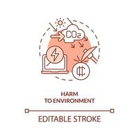 Harm to environment orange concept icon. Air pollution increasing. NFT disadvantage abstract idea thin line illustration. Isolated outline drawing. Editable stroke vector