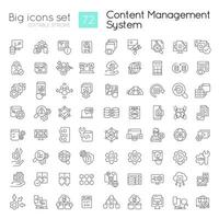 Content management system linear icons set. CMS features. Digital platform. Customizable thin line symbols. Isolated vector outline illustrations. Editable stroke used