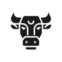 Bull head black glyph icon. Astrological sign. Taurus zodiac animal. Horoscope personality traits. Domesticated cattle. Silhouette symbol on white space. Solid pictogram. Vector isolated illustration