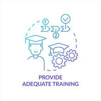 Provide adequate employee training blue gradient concept icon. Give educational instructions. Job guide abstract idea thin line illustration. Isolated outline drawing vector