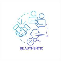 Be authentic with employees blue gradient concept icon. Trustful worker-employer relations. Engage workforce abstract idea thin line illustration. Isolated outline drawing vector