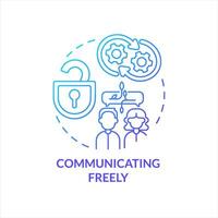 Communicating freely in workplace blue gradient concept icon. Build open work connection. Teamwork relations abstract idea thin line illustration. Isolated outline drawing vector