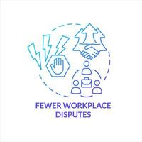 Lowering workplace disputes blue gradient concept icon. Avoid conflicts with team. Friendly work environment abstract idea thin line illustration. Isolated outline drawing vector