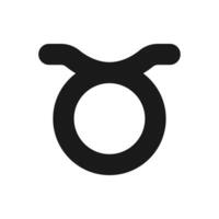 Taurus black glyph icon. Earth star sign. Second element of modern zodiac system. Bull in astrology. Horoscope forecast. Silhouette symbol on white space. Solid pictogram. Vector isolated illustration