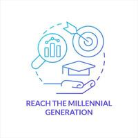 Reach millennial generation blue gradient concept icon. Engage Z gen talents. Employees acquisition abstract idea thin line illustration. Isolated outline drawing vector