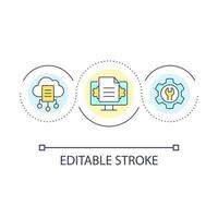 Sharing document loop concept icon. Sending files. Digital data storage. Information cloud abstract idea thin line illustration. Isolated outline drawing. Editable stroke vector