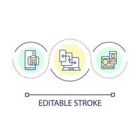 Publishing content loop concept icon. Posting information. Social media. Data storage abstract idea thin line illustration. Isolated outline drawing. Editable stroke vector