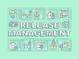 Release management word concepts light green banner. Software delivery. Infographics with editable icons on color background. Isolated typography. Vector illustration with text