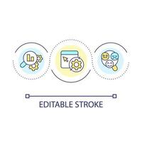 Statistical research loop concept icon. Assess user experience. Check usability. Improve service abstract idea thin line illustration. Isolated outline drawing. Editable stroke vector