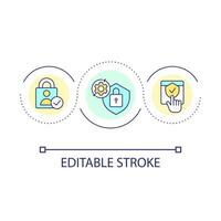 personal datos seguridad lazo concepto icono. digital proteccion. evitar hackear. la seguridad cibernética resumen idea Delgado línea ilustración. aislado contorno dibujo. editable carrera vector