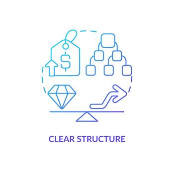 claro estructura azul degradado concepto icono. Derecha balance. producto valor. precio pruebas llave factor resumen idea Delgado línea ilustración. aislado contorno dibujo vector
