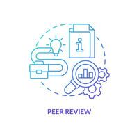 Peer review blue gradient concept icon. Successfully managing merger abstract idea thin line illustration. Auditing engagements. Company research. Isolated outline drawing vector