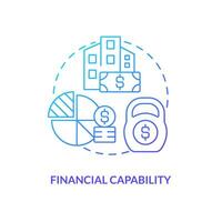 Financial capabilities blue gradient concept icon. Merging teams abstract idea thin line illustration. Combining business operations. Manage money. Isolated outline drawing vector