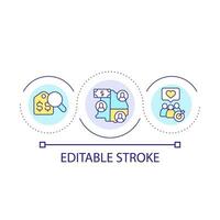 Pricing strategy loop concept icon. Commerce and retail. Satisfied customers. Product cost abstract idea thin line illustration. Isolated outline drawing. Editable stroke vector