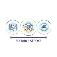 Data analytics loop concept icon. Business statistics. Marketing strategy. Project and planning abstract idea thin line illustration. Isolated outline drawing. Editable stroke vector