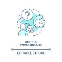 Limit impact on users turquoise concept icon. Better release management process tip abstract idea thin line illustration. Isolated outline drawing. Editable stroke vector