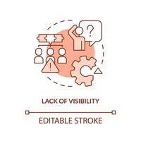 Lack of visibility red concept icon. Common release management problem abstract idea thin line illustration. Isolated outline drawing. Editable stroke vector