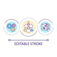 Organize work process loop concept icon. Teamwork management. Workflow optimization. HR abstract idea thin line illustration. Isolated outline drawing. Editable stroke vector