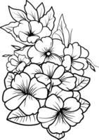 Primrose vector art, monochrome floral pattern. ink vector illustration hand drawn pencil sketch, a branch of botanical collection simplicity, artistic, coloring book for children and adults