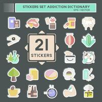 Sticker Set Addiction Dictionary. related to Addiction symbol. simple design editable. simple illustration vector