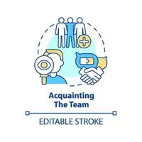 Acquainting team concept icon. New hire customer service training step abstract idea thin line illustration. Isolated outline drawing. Editable stroke vector