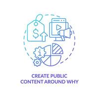 Create public content around why blue gradient concept icon. Raise prices without losing customers abstract idea thin line illustration. Isolated outline drawing vector