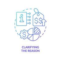 Clarifying reason blue gradient concept icon. Increased costs. Communicate price increase guideline abstract idea thin line illustration. Isolated outline drawing vector