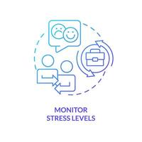 Monitor stress levels blue gradient concept icon. Retain employees during merger abstract idea thin line illustration. Track absenteeism. Isolated outline drawing vector