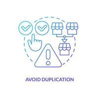 Avoid duplication blue gradient concept icon. Advantage of mergers abstract idea thin line illustration. Eliminate competition. Reduce congestion. Isolated outline drawing vector