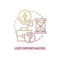 Lost opportunities red gradient concept icon. Drawback of mergers abstract idea thin line illustration. Job loss. Low efficiency. Missed chances. Isolated outline drawing vector